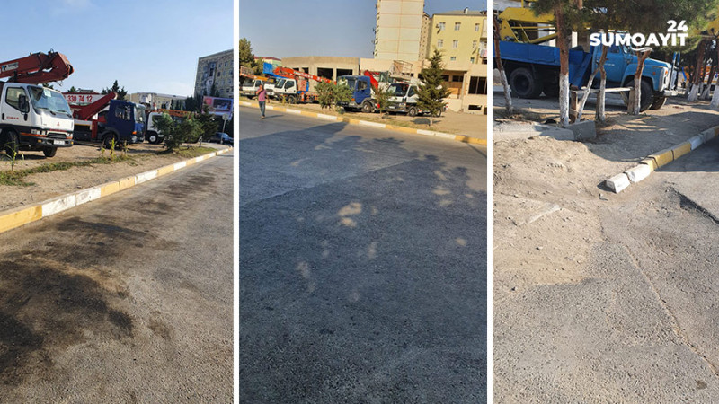 Sumqayıtda Elmarın kruqu kimi tanınan ərazidə piyadalar üçün səkilər yoxdur