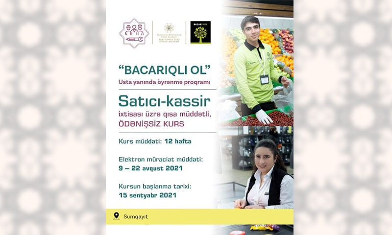 Sumqayıtda satıcı-kassir ixtisası üzrə ödənişsiz kurs keçiriləcək