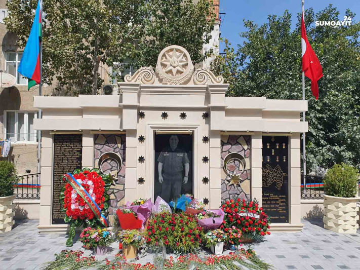 Sumqayıtda şəhid Taleh Kərimovun abidəsinin açılışı olub