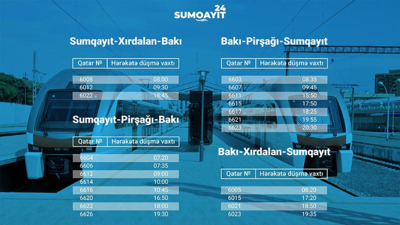 Sumqayıt-Bakı qatarlarının hərəkət cədvəli açıqlandı