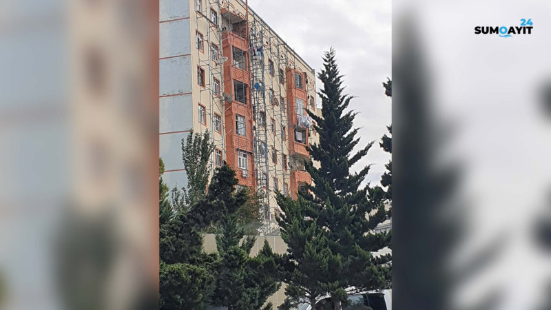 Sumqayıtda binaların fasadları rənglənir