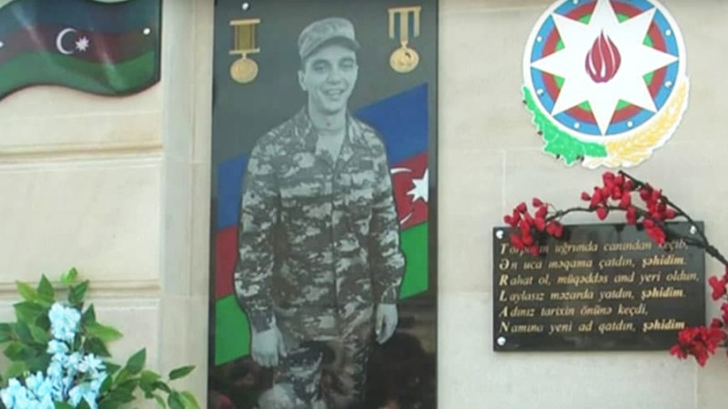 Sarayda şəhid Tərlan Məmmədovun xatirə bulağı inşa olunub