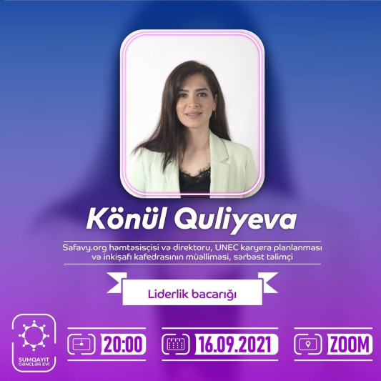 Sumqayıt Gənclər evinin təşkilatçılığı ilə Liderlik bacarığı mövzusunda təlim keçiriləcək