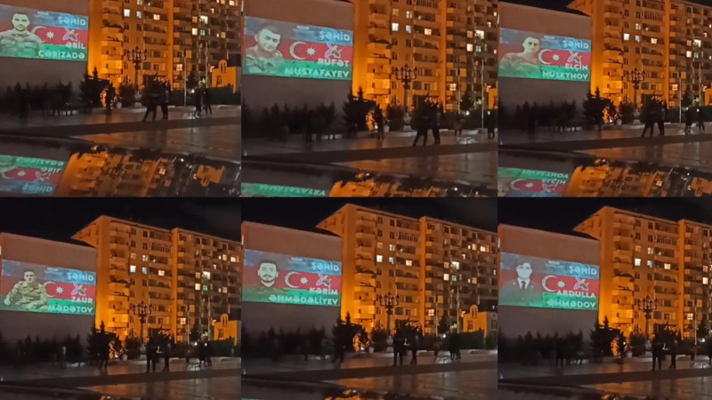 Sumqayıt şəhidlərin fotoları bina üzərində proyeksiya formatında əks olundu