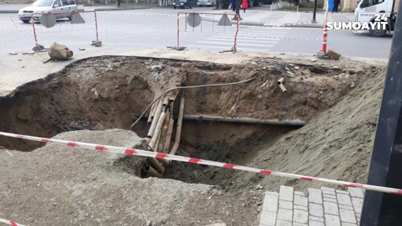 Sumqayıtda çökən yolun təmiri yekunlaşmaq üzrədir