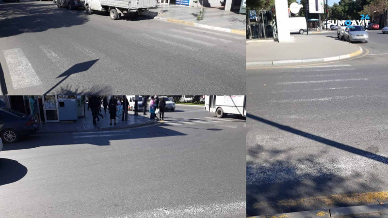 Sumqayıt: Nəriman Nərimanov küçəsində sakinlər yolu keçməkdə çətinlik çəkirlər