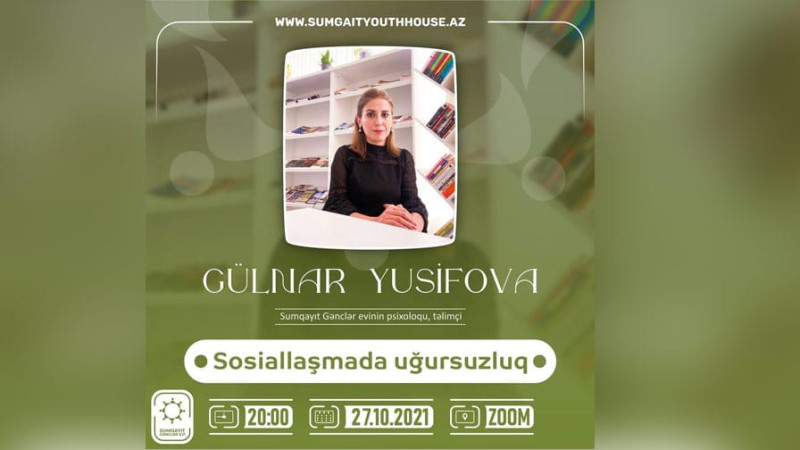 Sumqayıt: Gənclər Evinin təşkilatçılığı ilə Sosiallaşmada uğursuzluq mövzusunda təlim keçiriləcək