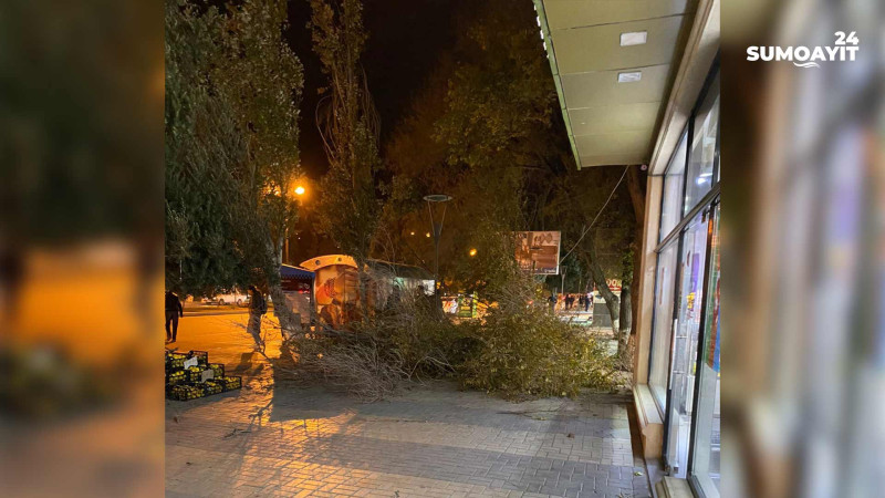 Sumqayıtda güclü külək bir sıra fəsadlar törədib