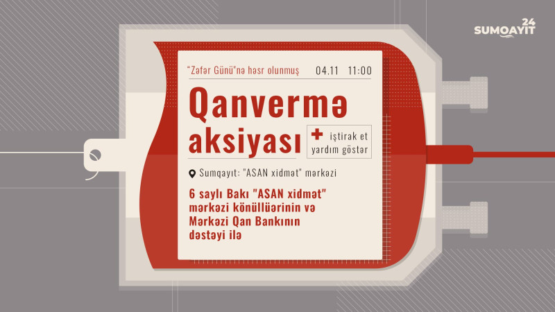 Sumqayıtda Zəfər Gününə həsr olunmuş qanvermə aksiyası keçiriləcək