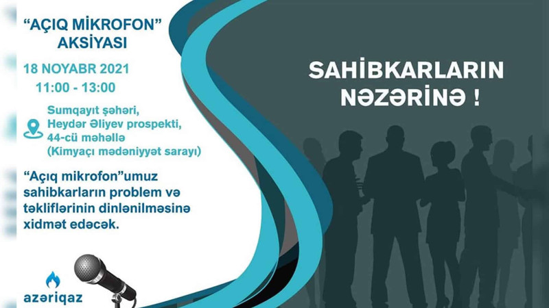 Sumqayıtda  Azəriqaz İB Açıq mikrofon aksiyası keçirəcək