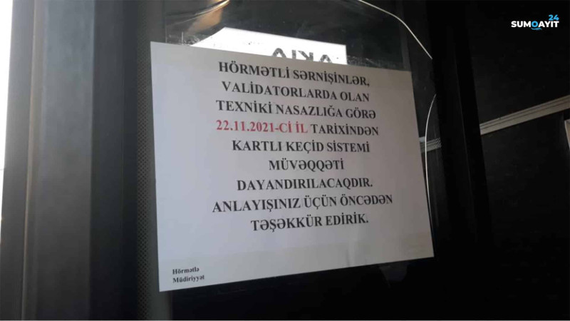 Sumqayıt: 22 noyabrdan avtobuslar nəğd ödənişə qaydacaq