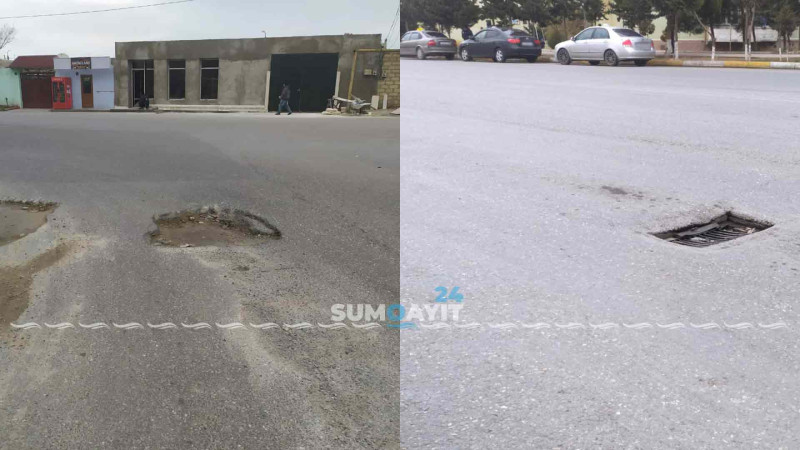 Sumqayıtın Babək və Niyazi küçələrində qəza təhlükəsi yaradan maneələr yaranıb