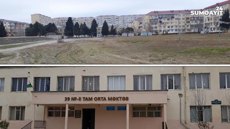 Sumqayıtda 39 nömrəli məktəbin idman meydançası baxımsız qalıb