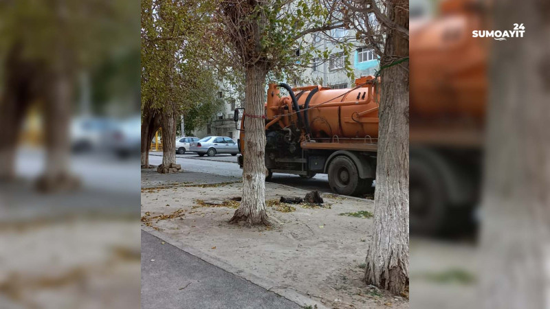 Sumqayıtda kanalizasiya quyularının yuma prosesi davam edir