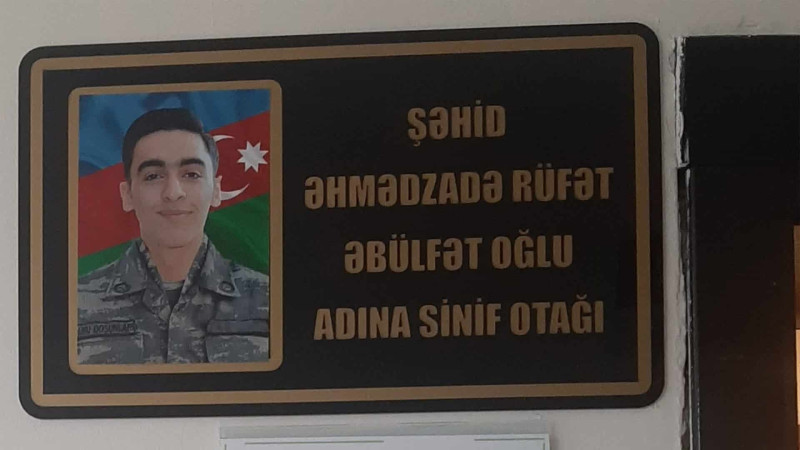 Sumqayıtlı şəhidin adı oxuduğu məktəb sinfinə verildi