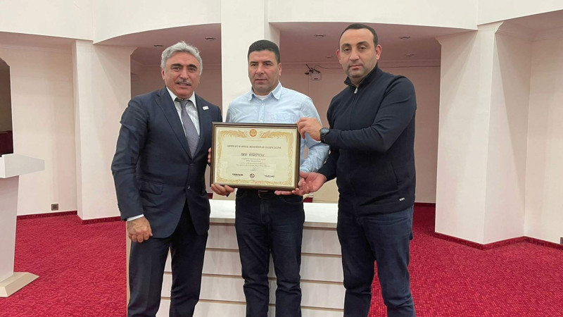Milli Karate Federasiyasının Sumqayıt üzrə nümayəndəsinə beynəlxalq sertifikat verilib