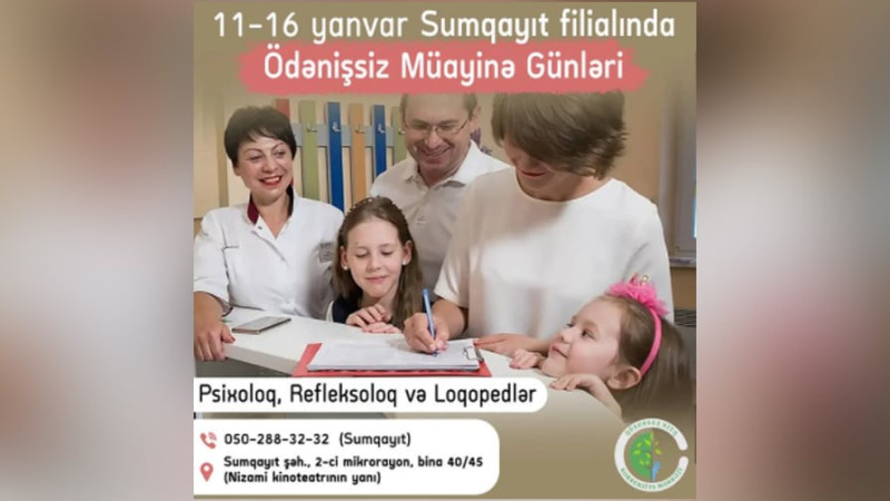 Sumqayıt: Qüsursuz Nitq Mərkəzi ödənişsiz müayinə günləri elan edib