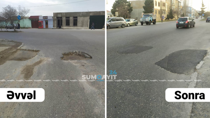 Sürücüləri narahat edən daha bir yol təmir olunub