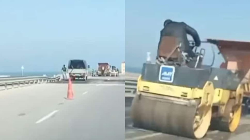 Bir ailənin qəzaya düşüb öldüyü yolda təmir işləri aparılır