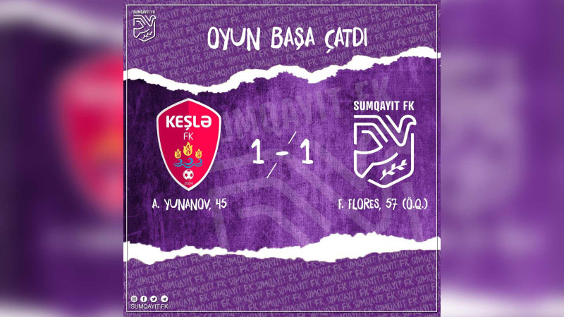 “Sumqayıt” futbol klubu “Keşlə” ilə səfər oyunundan 1 xalla dönüb