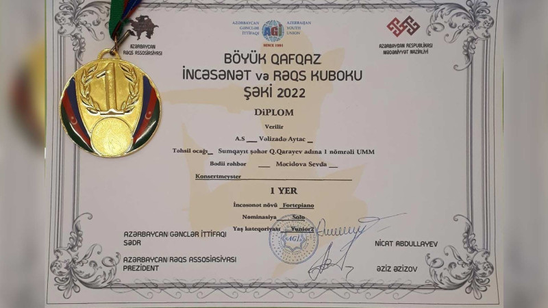 Şagirdimiz Böyük Qafqaz İncəsənət və Rəqs Kuboku festivalında uğurla çıxış edib