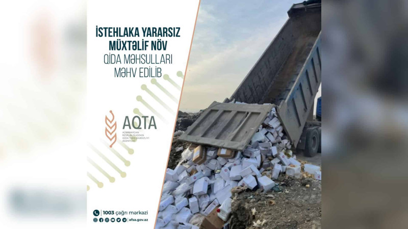 Sumqayıtda 3 tondan çox ərzaq məhv edilib