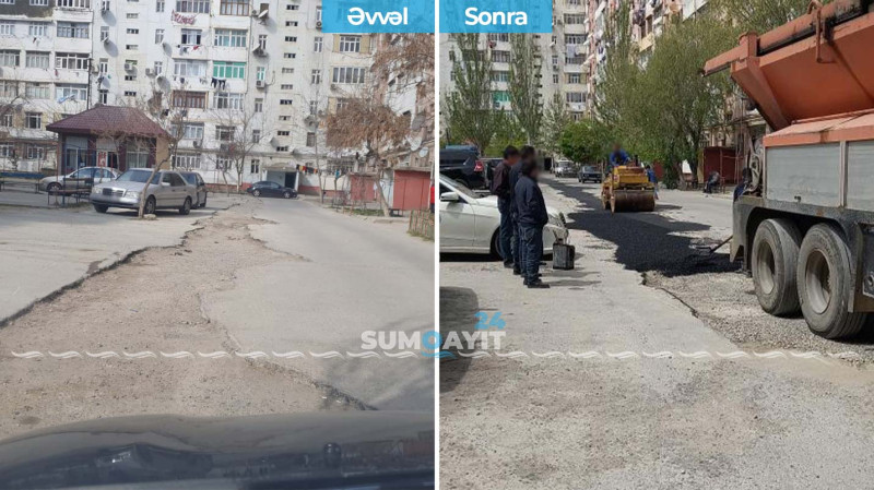 9-cu mikrorayon sakinlərini narahat edən yol təmir edilib