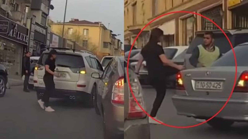“Parkovşik”ə şiddət göstərən sürücü qadın polisə çağırılıb