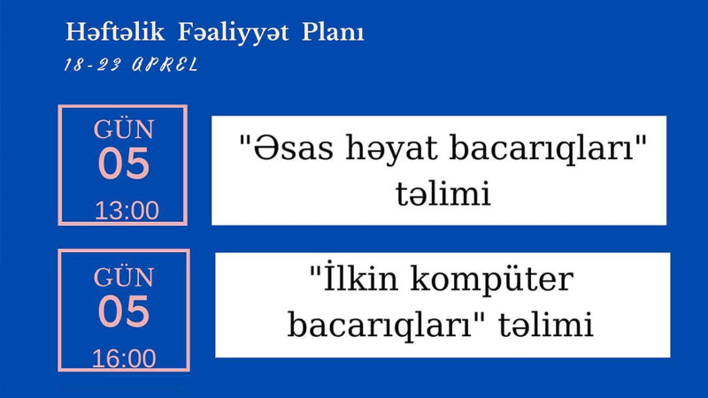 Heydər Əliyev mərkəzində ödənişsiz təlimlər keçiriləcək
