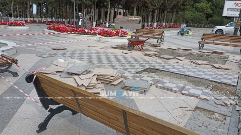 Şəhidlər xiyabanında abadlıq işləri aparılır