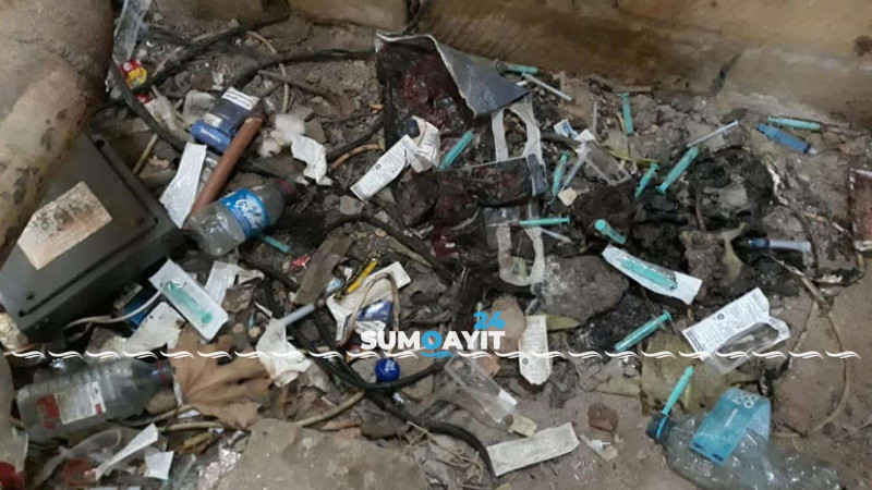 Narkomanlar uşaq bağçasının yanındakı tikilidə məskən salıb