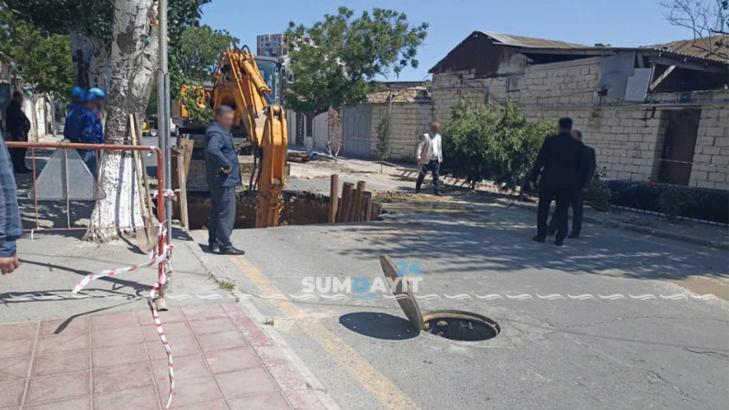 Şəhər ərazisində yol çöküb - YENİLƏNİB