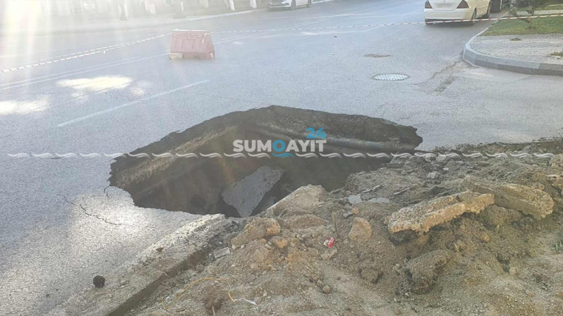 Sumqayıtda daha bir yolda çökmə olub