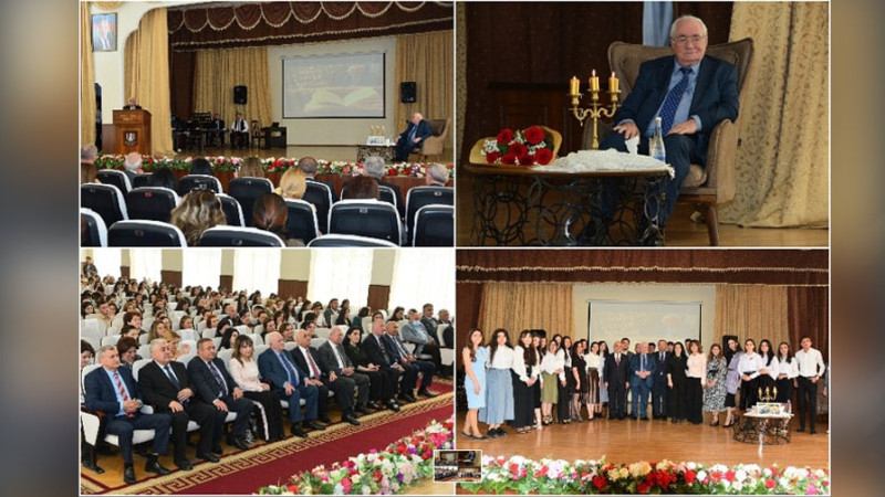 Xalq şairi Vahid Əziz müəllim və tələbələrlə görüşüb