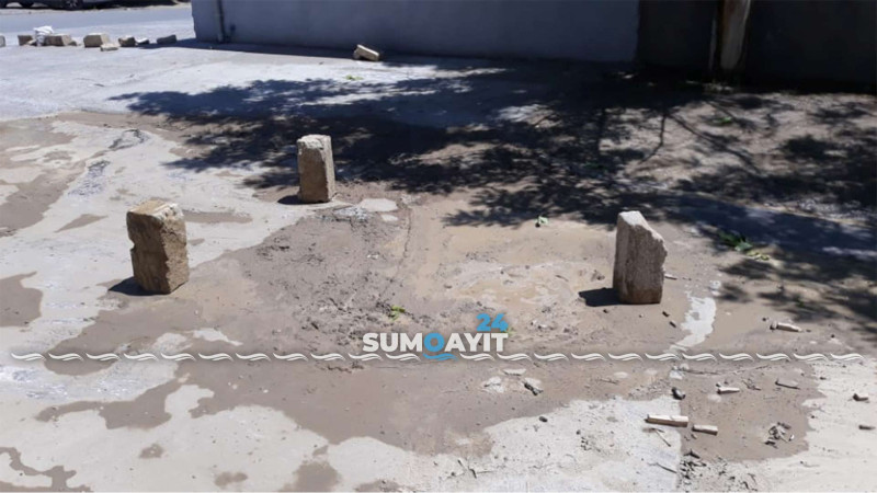 Sumqayıtda partlamış boru təmir olunub
