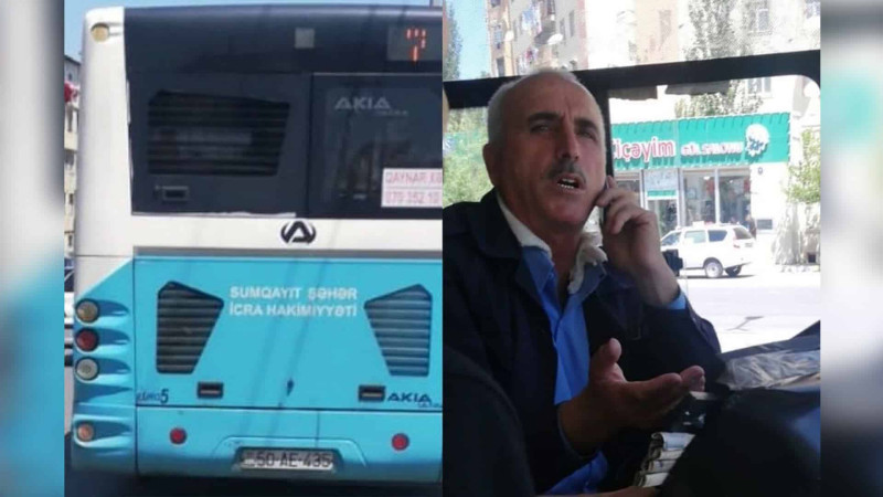 Avtobus sürücüsü və sərnişin telefon üstündə mübahisə ediblər