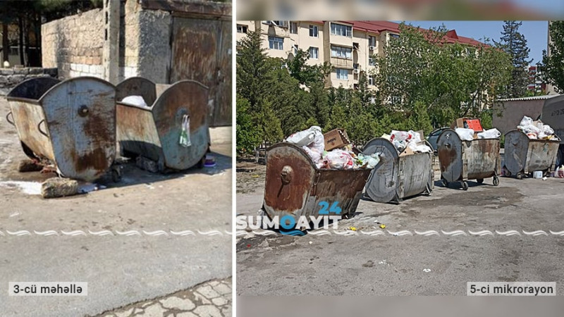 Şəhərin bu hissələrində zibil qutuları yararsız vəziyyətdədir