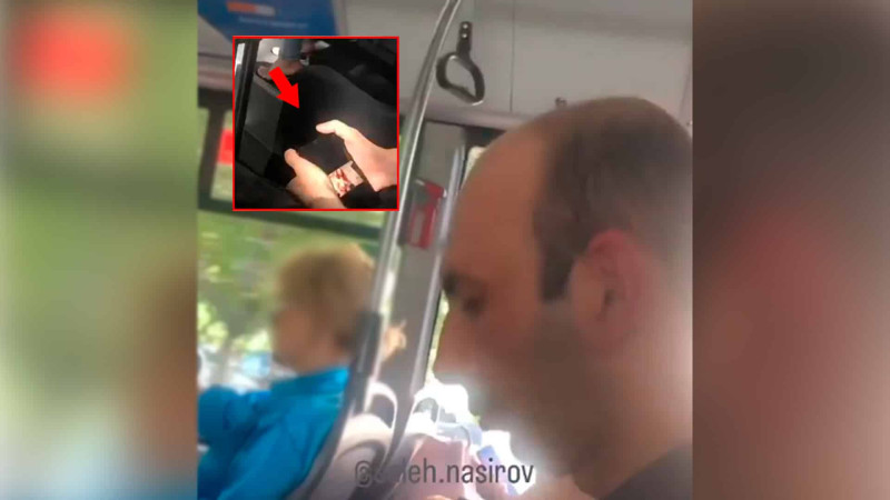 İctimai nəqliyyatda əxlaqsız videoya baxdı, azmış kimi qadına da göstərdi