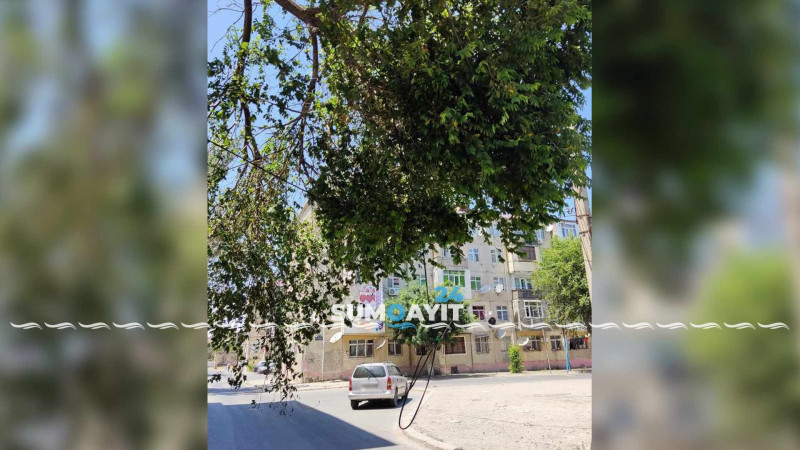 4-cü mikrorayonda elektrik dirəyi təhlükə yaradır