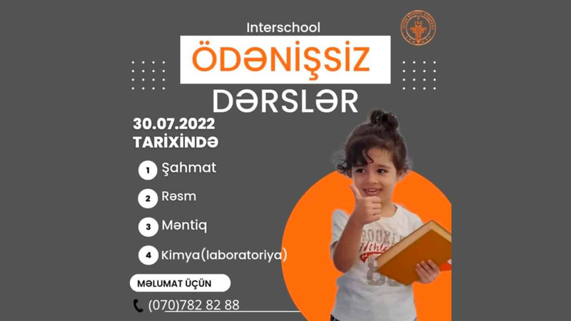 “İnter school”: məktəblilər üçün pulsuz dərslər keçiriləcək