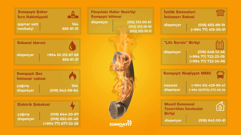 Sumqayıtda fəaliyyət göstərən qurumların “Qaynar xətt”lərini təqdim edirik