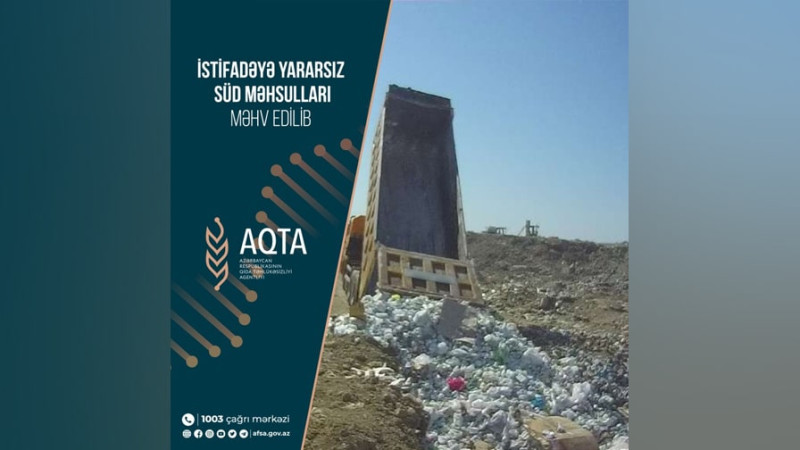Sumqayıt poliqonunda 14 ton süd məhsulları məhv edilib