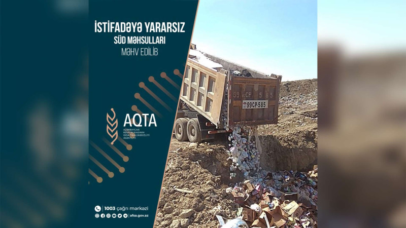 İstehlaka yararsız 12 tondan çox süd məhsulu utilizasiyadan keçirilib