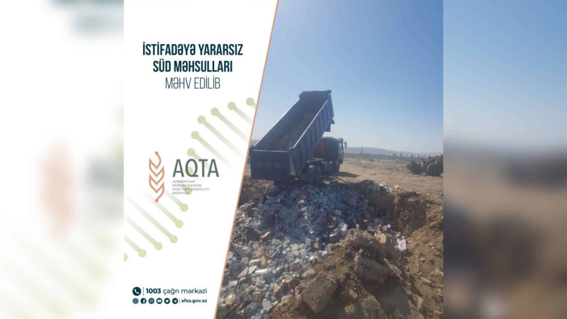 Sumqayıt poliqonunda 34.29 ton süd məhsulları məhv edilib