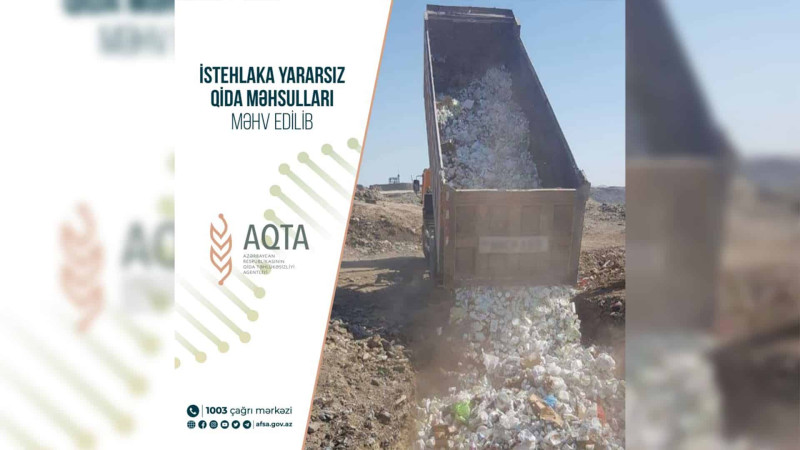 Poliqonda 9 tona yaxın süd məhsulları utilizasiya edilib