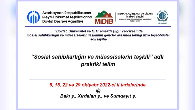 Gənclər arasında sosial sahibkarlığın təbliği məqsədilə təlim təşkil olunacaq