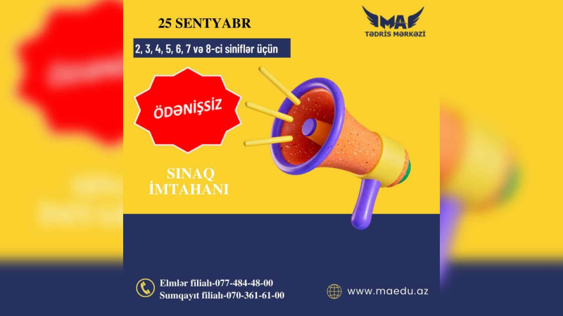 Məktəblilər ödənişsiz sınaq imtahanında iştirak edə bilərlər