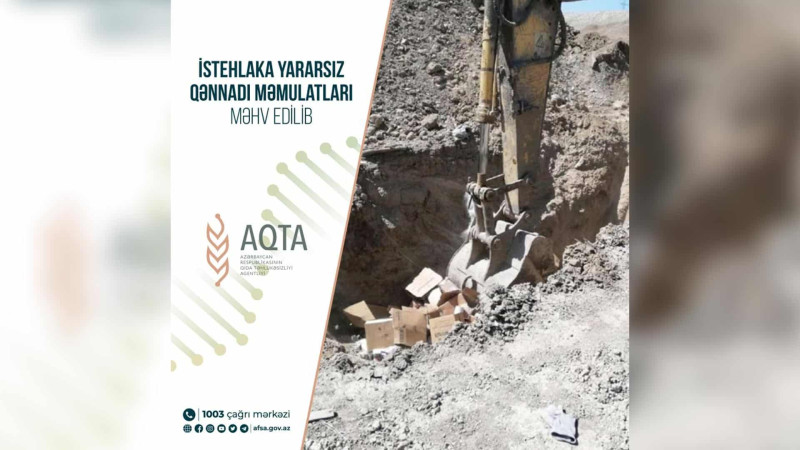Poliqonda istehlaka yararsız qənnadı məmulatları məhv edilib