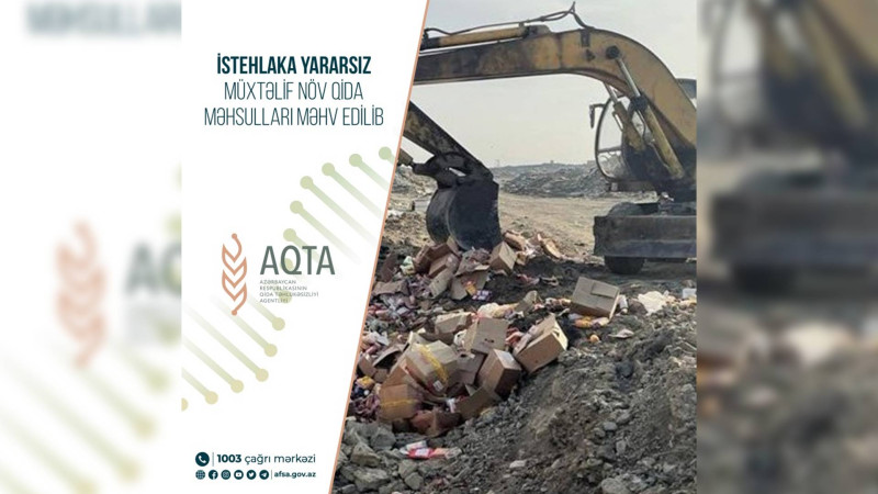 İstehlaka yararsız qida məhsulları utilizasiya edilib