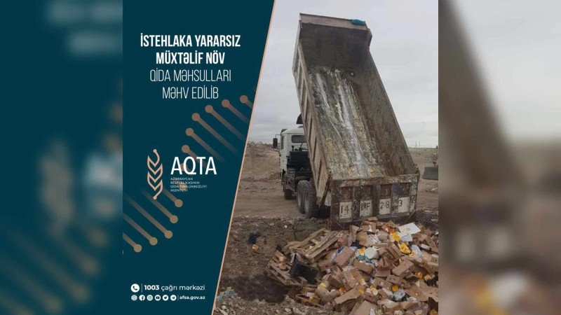 Sumqayıtda 8 tondan çox istehlaka yararsız məhsul məhv edilib